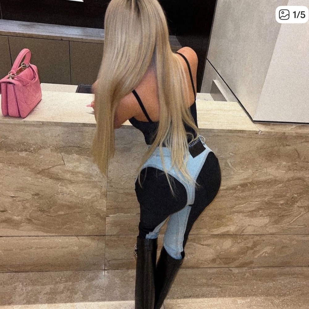 Mugler Blue and Black Women Jeans